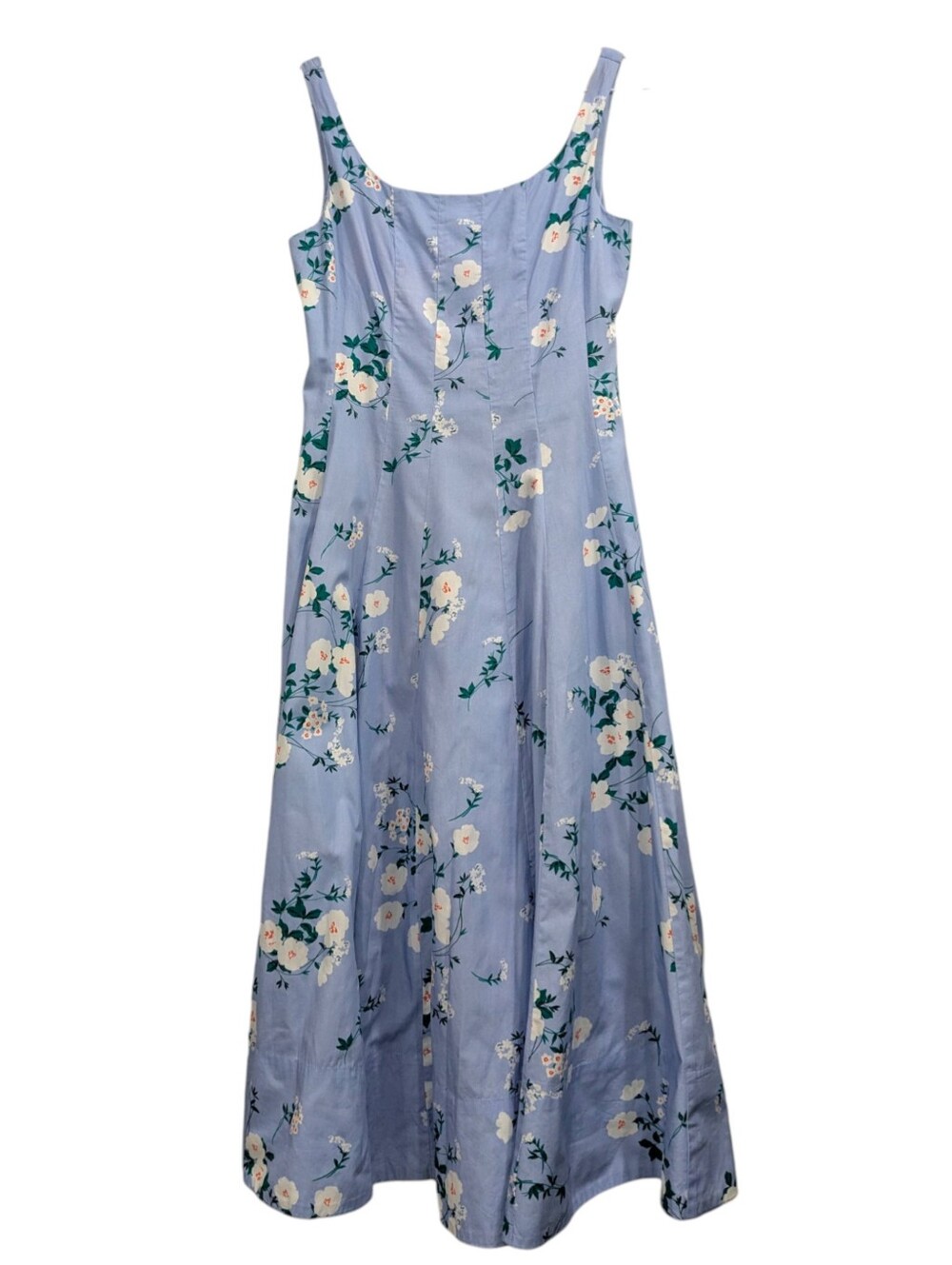 LaRoque French Blue Floral Cotton Ellie Midi Dress Sleeveless XS